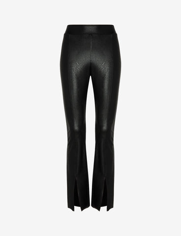 Faux Leather Flared Leggings Black Tights Pleather Pants for Women Bell  Bottom Split Leg (Black, Medium) at  Women's Clothing store