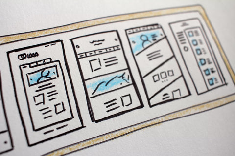 A sketch of different mobile website designs.