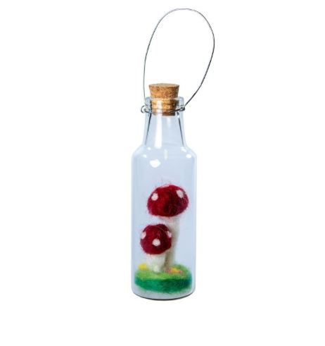 Felted Wool Fairy Mushroom Bottle