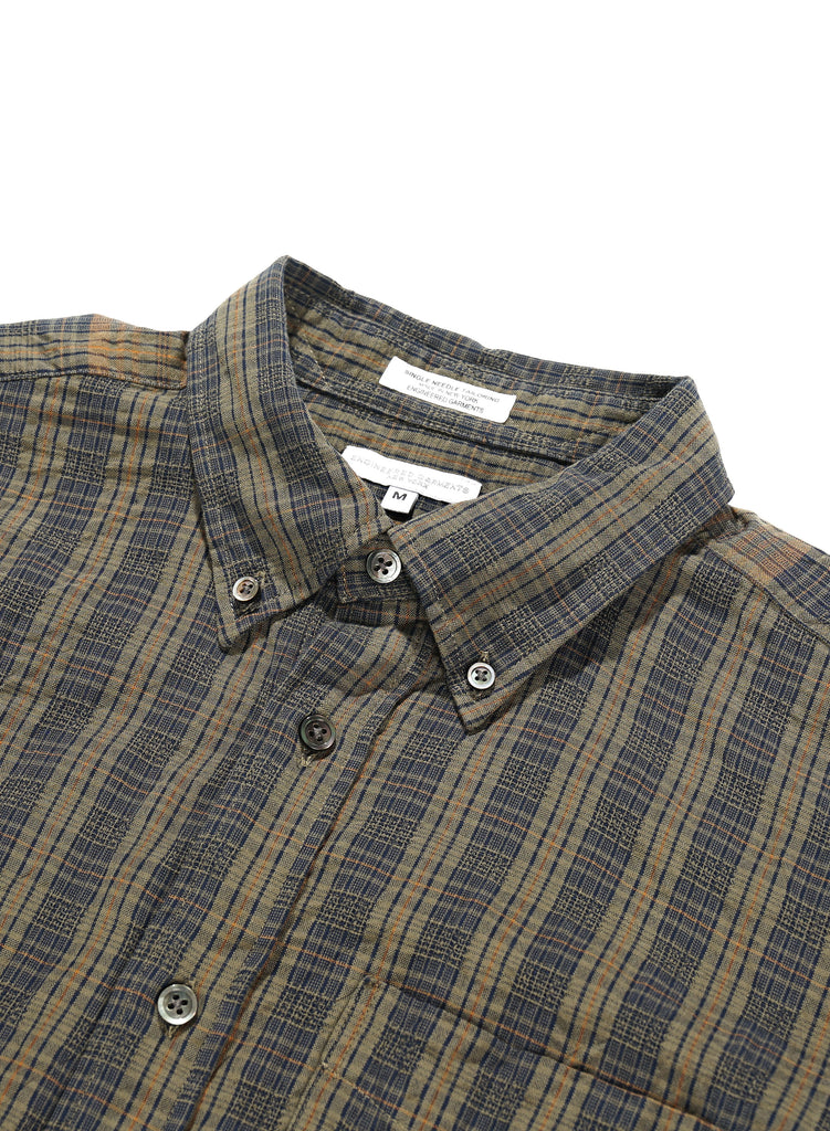19 Century BD Shirt - Olive Small Seersucker Plaid | Nepenthes New