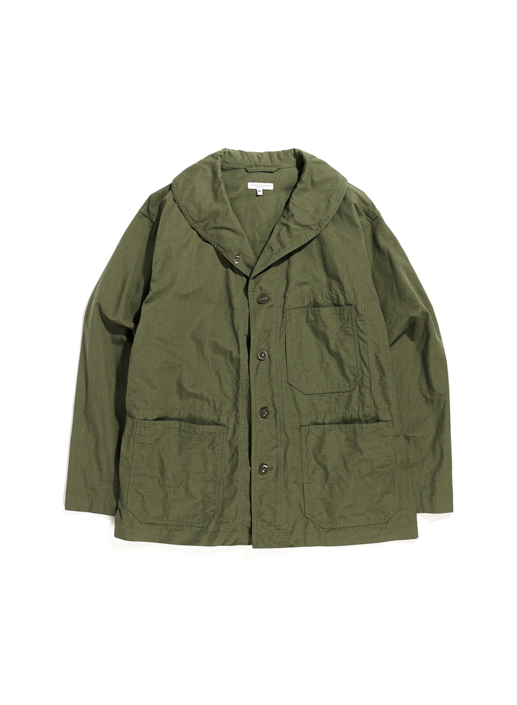 Shawl Collar Utility Jacket - Olive Cotton Ripstop | Nepenthes New