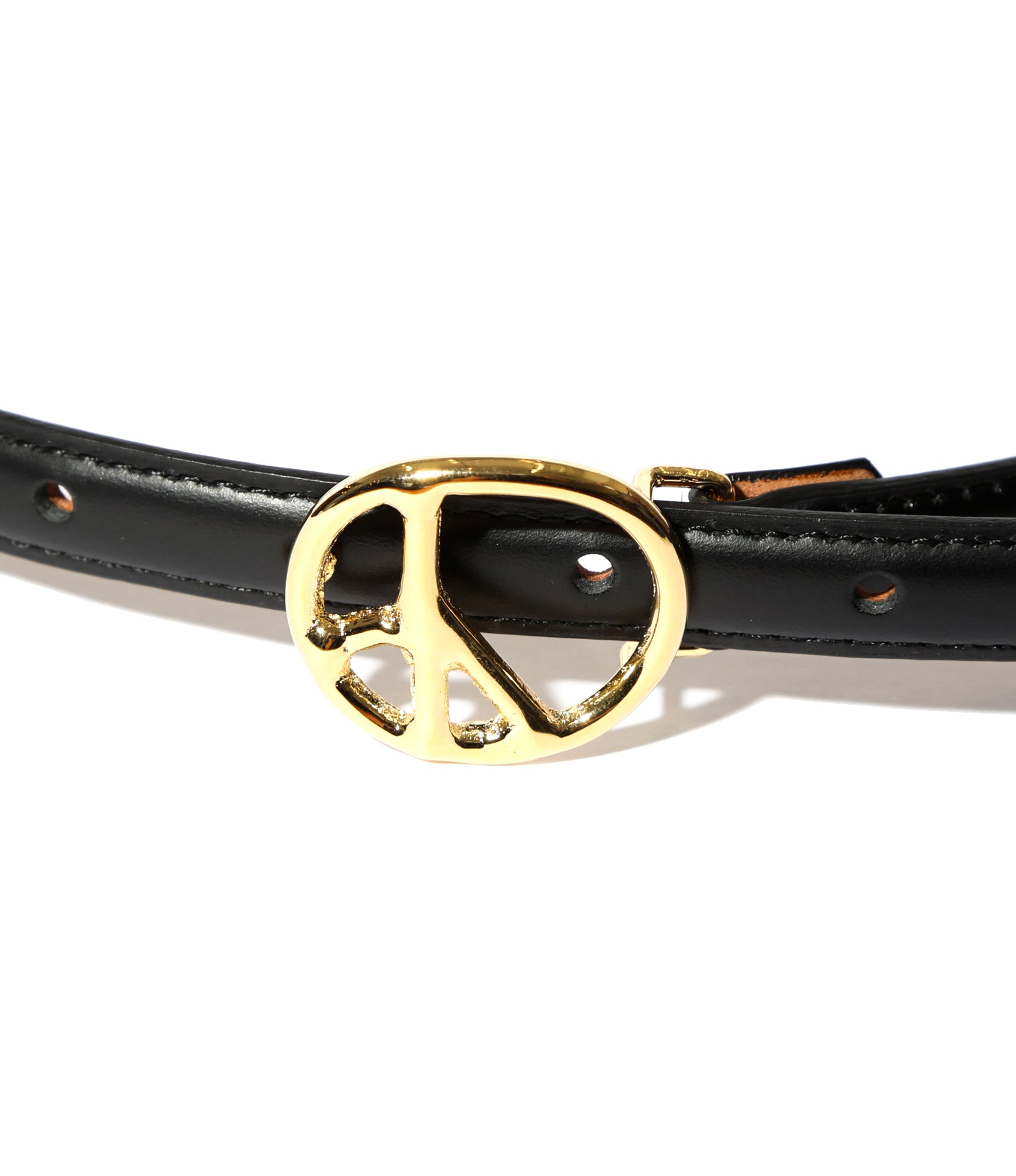 Peace Buckle Narrow Belt - Brown - Steer Leather | Nepenthes New York