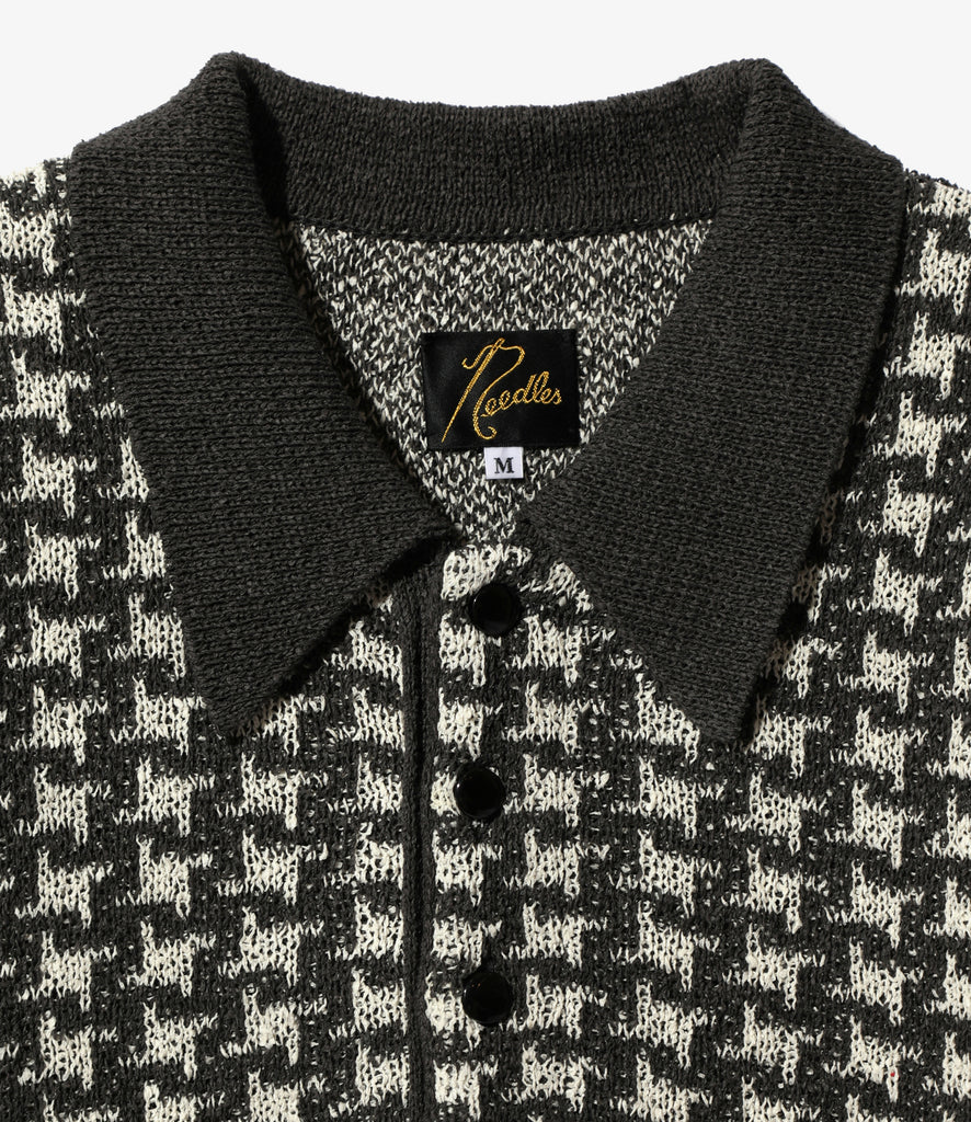 Polo Sweater - Black - Houndstooth | Nepenthes New York