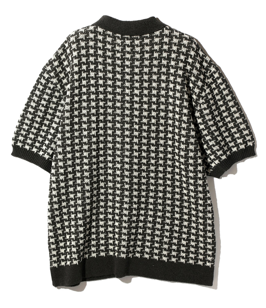 Polo Sweater - Black - Houndstooth