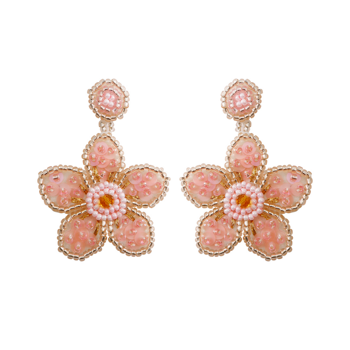 Beaded Flower Drop Earrings