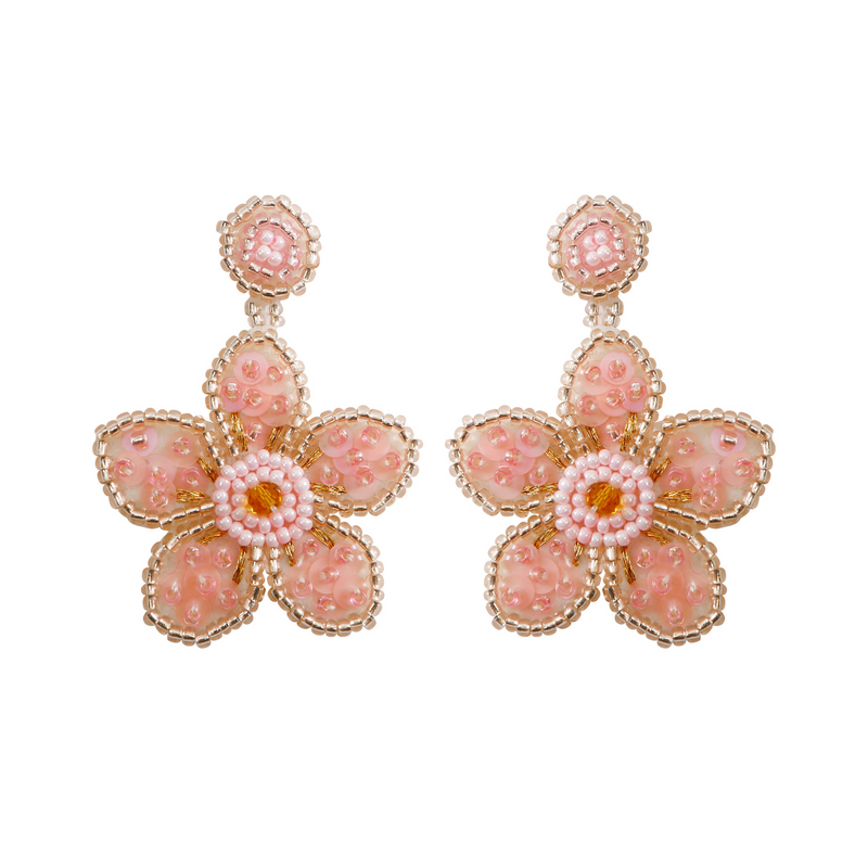 Beaded Flower Drop Earrings