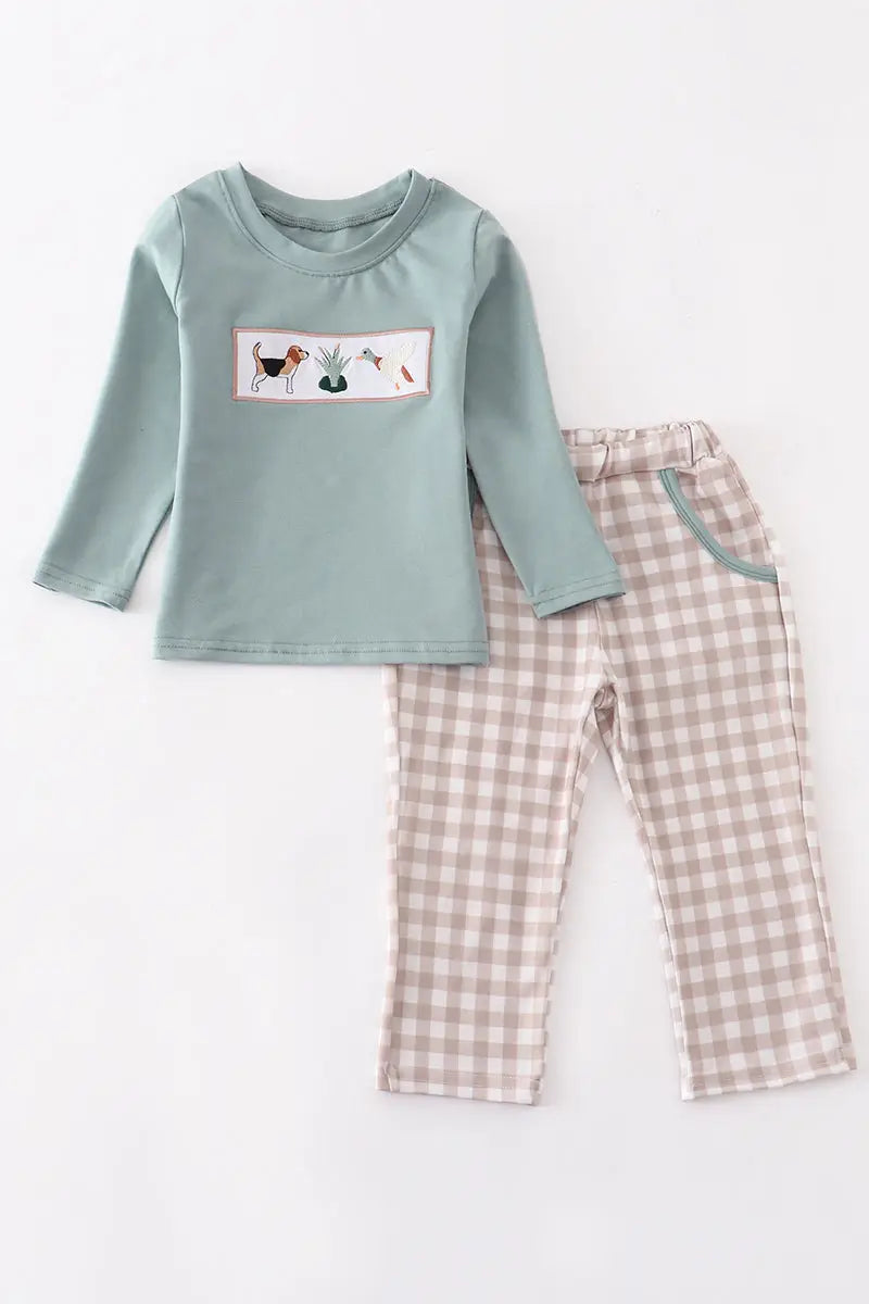 Duck & Hound Embroidered Pant Set