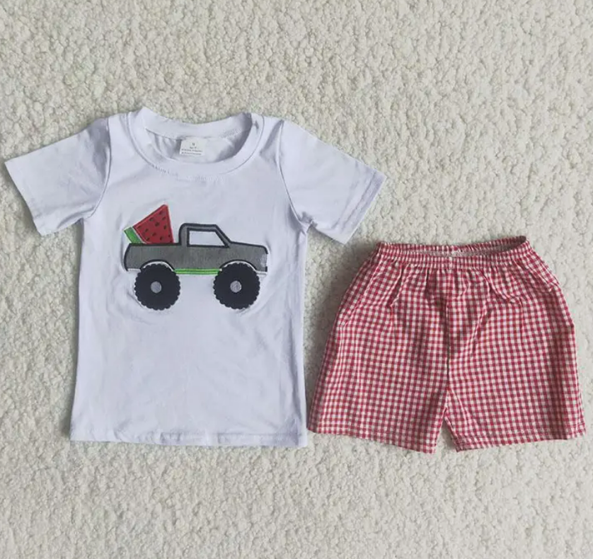 Watermelon Monster Truck Short Set