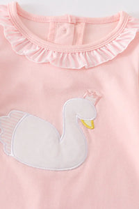 Pink Swan Applique Romper