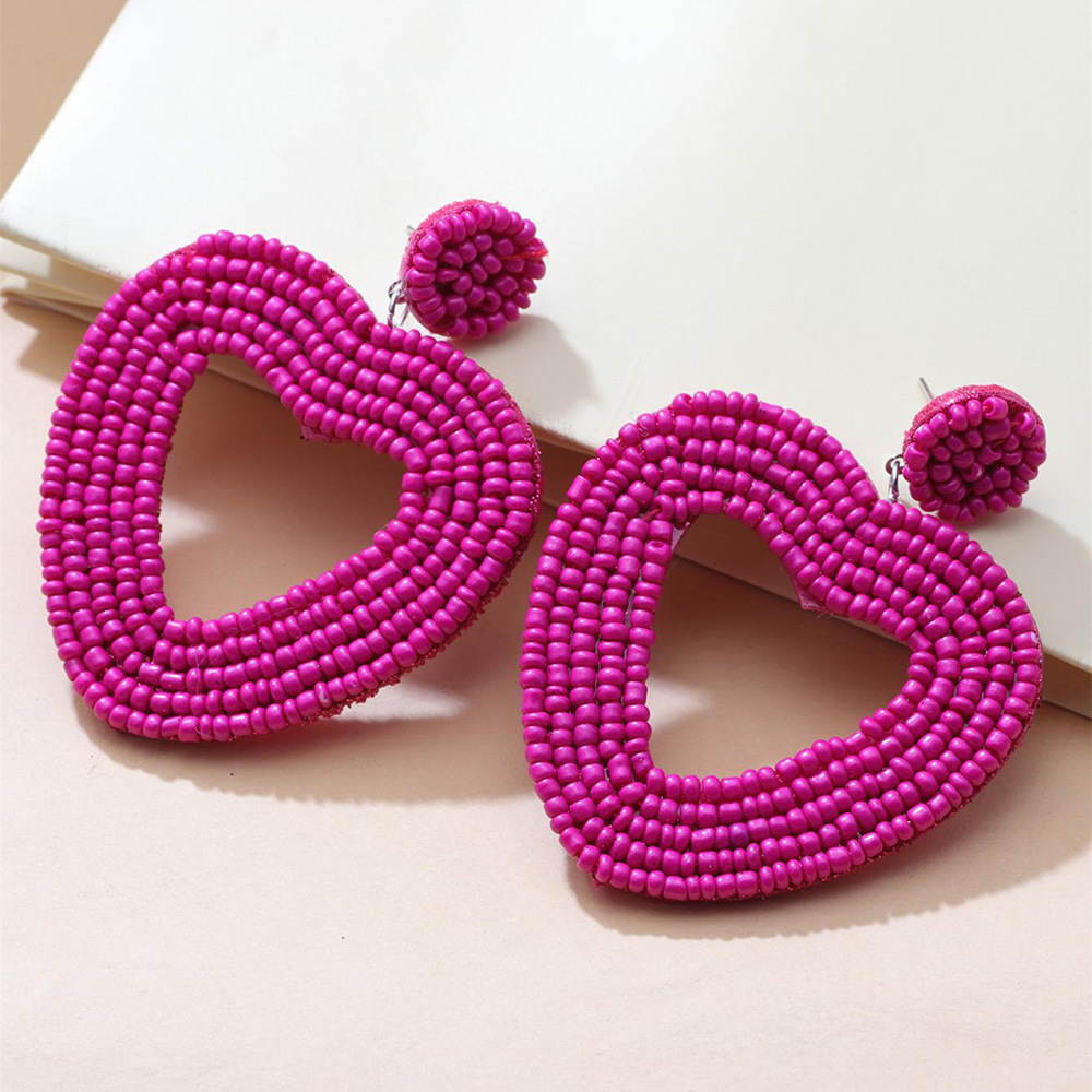 Heart Beaded Drop Earrings