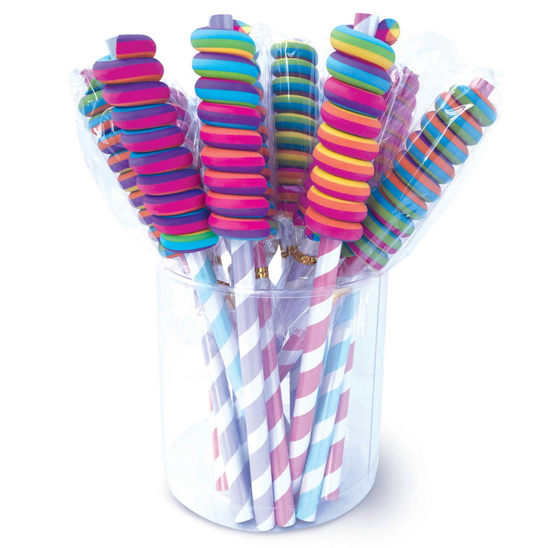 Scented Rainbow Twist Lollipop Pencil with Eraser Topper