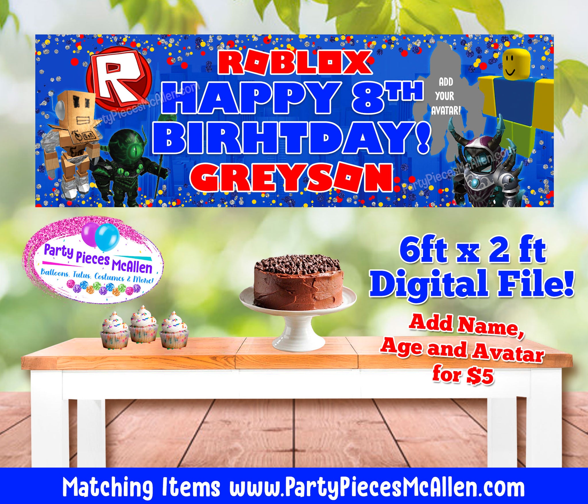 Boys Roblox Banner Printable File Only Party Pieces Mcallen - banner roblox ad