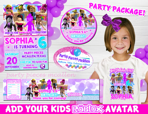 Roblox Girl Goodie Bags With Your Child S Avatar Party Pieces Mcallen - roblox female avatar ideas