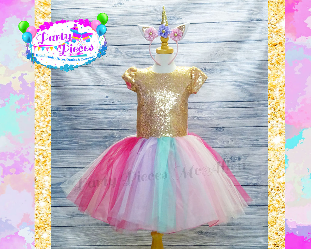 Unicorn Tutu Dress Gold Sequin Unicorn Birthday Dress Girls - how to get the unicorn outfit in roblox