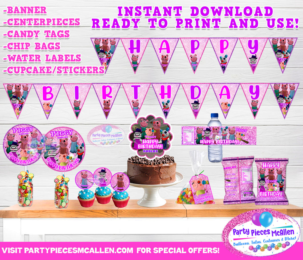 Girls Piggy Roblox Printable Package Party Pieces Mcallen - roblox birthday cake piggy