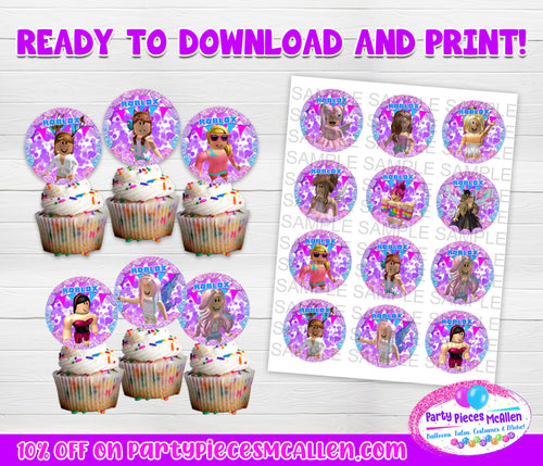 Girl Roblox Cake Topper With Custom Avatar Digital File Or Printed And Party Pieces Mcallen - roblox print cake