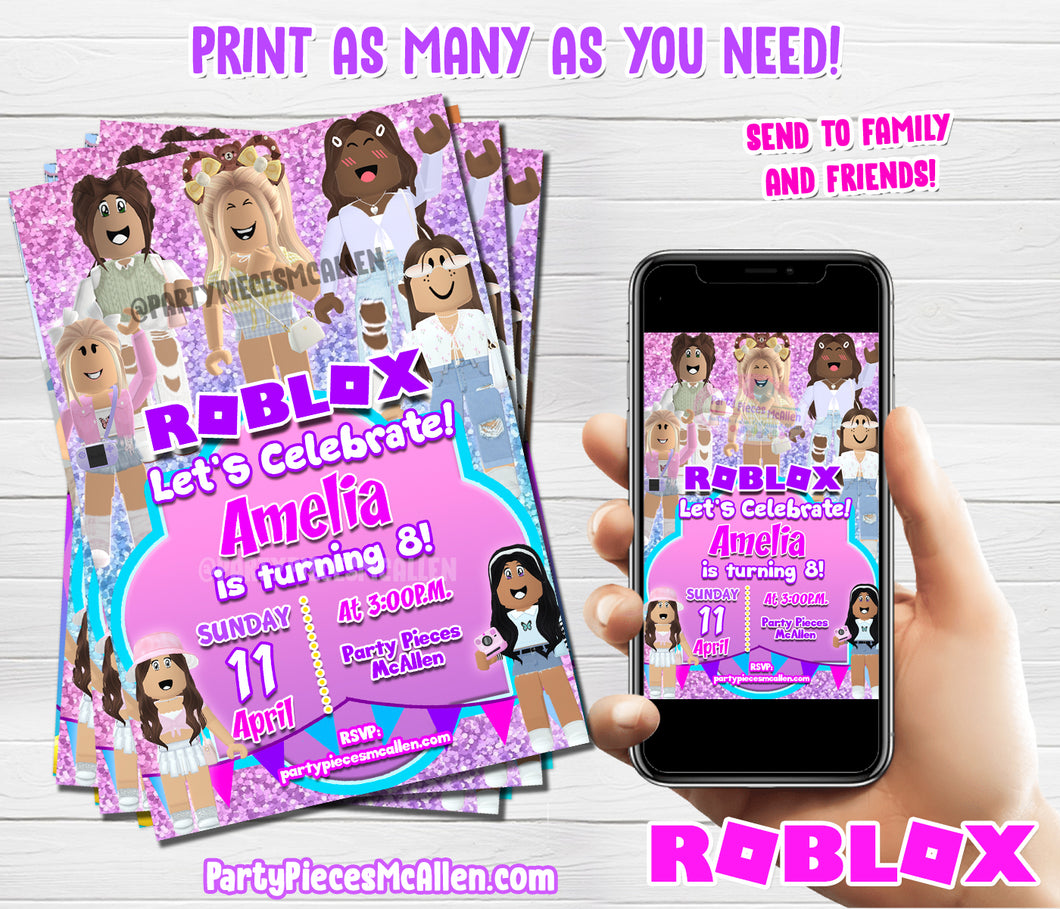 Roblox Girl Digital Invitation Party Pieces Mcallen - roblox girl