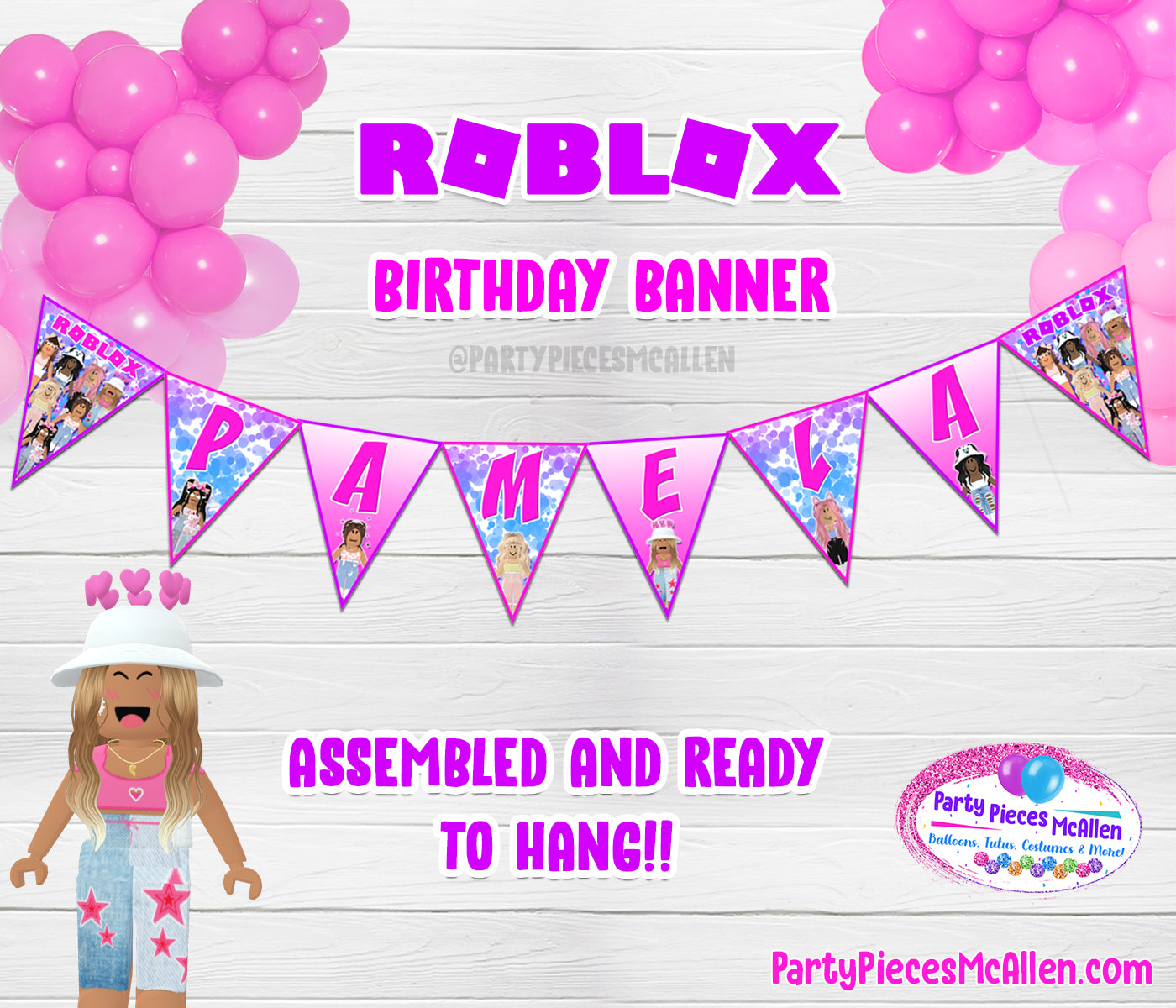 Girl Roblox Birthday Custom Banner Party Pieces Mcallen - banner roblox ad