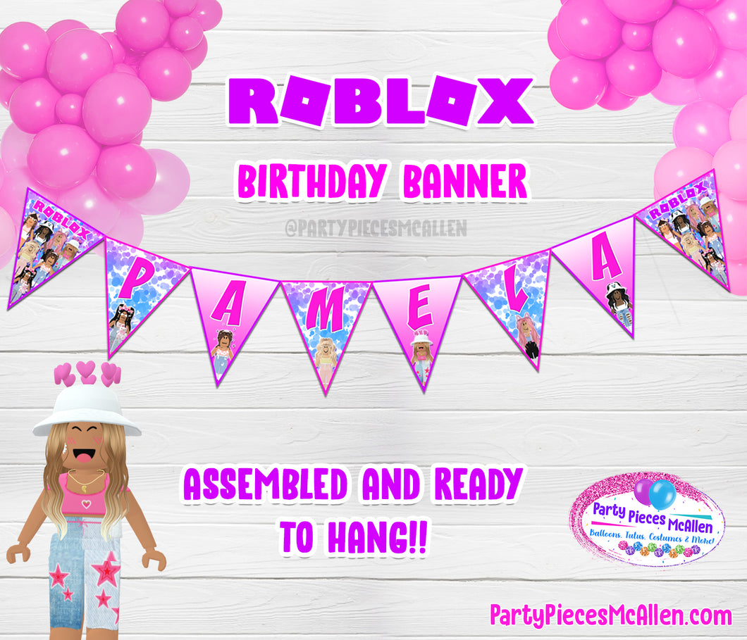 Girl Roblox Birthday Custom Banner Party Pieces Mcallen - roblox party roblox birthday banner