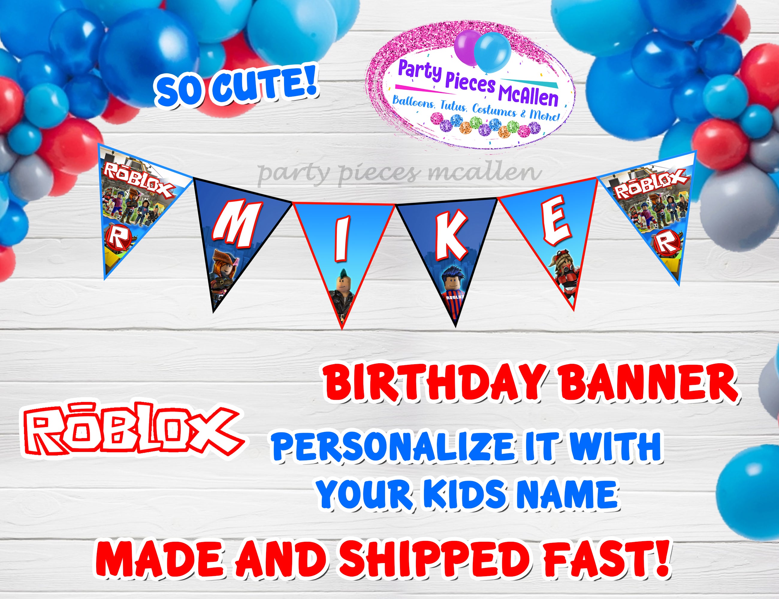 Roblox Birthday Custom Banner Party Pieces Mcallen - imagen de banner roblox