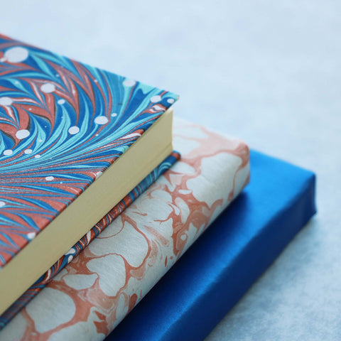 Marbled paper being used as gift wrap