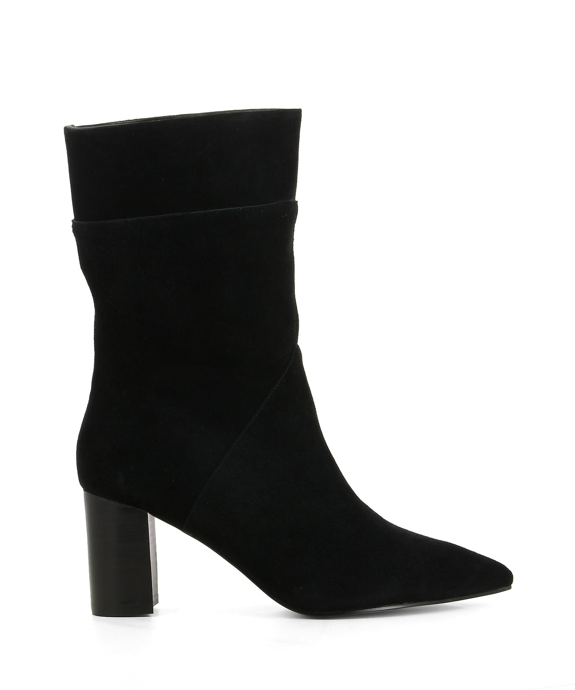black suede pointed toe ankle boots