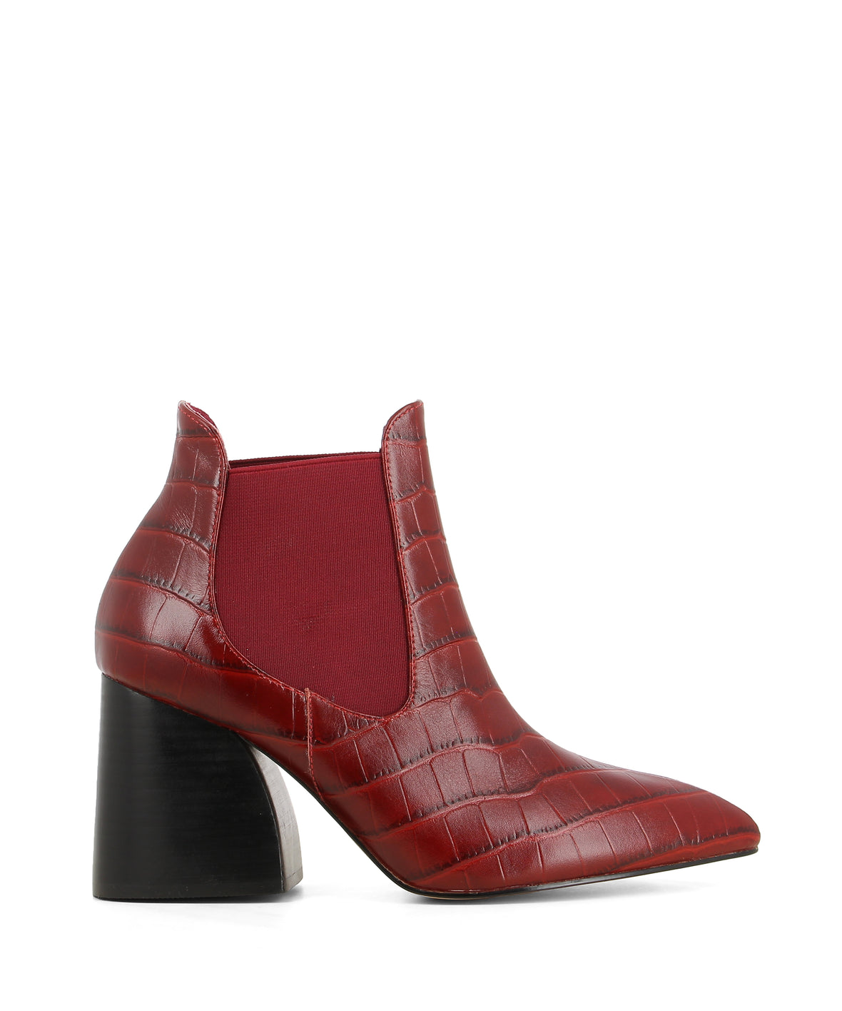 Red Croc Leather Ankle Boots - Women's 