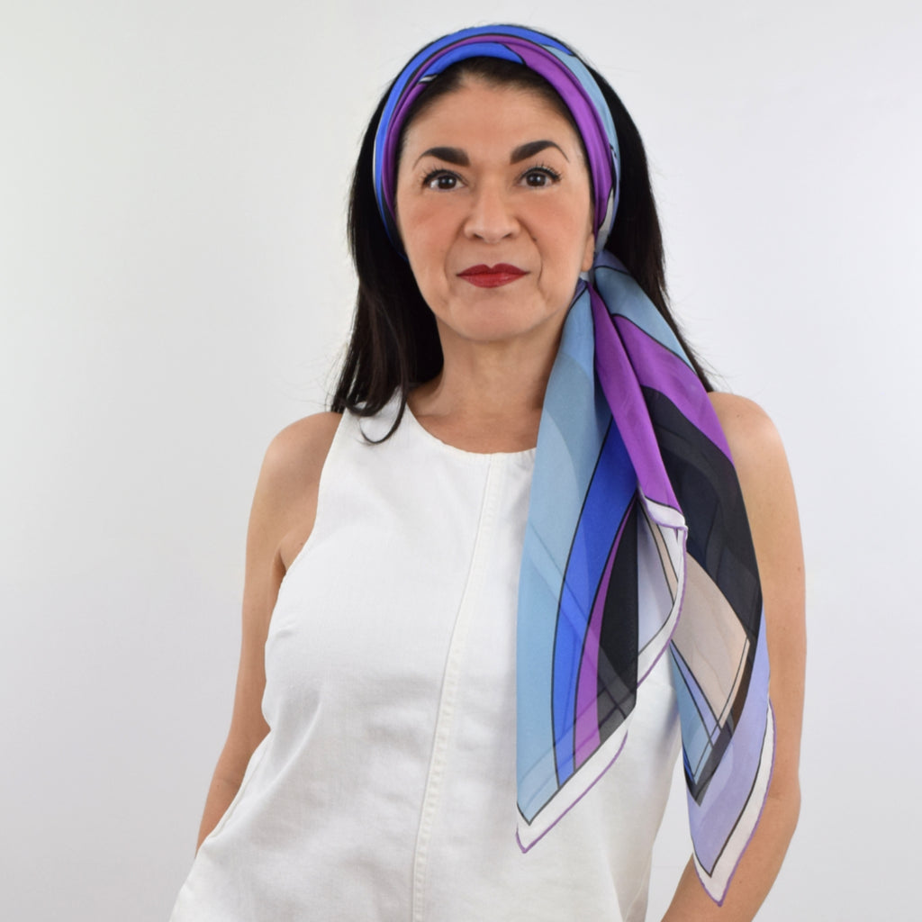 Huntington Silk Scarf Blue Purple Periwinkle 43 | THERESA DELGADO