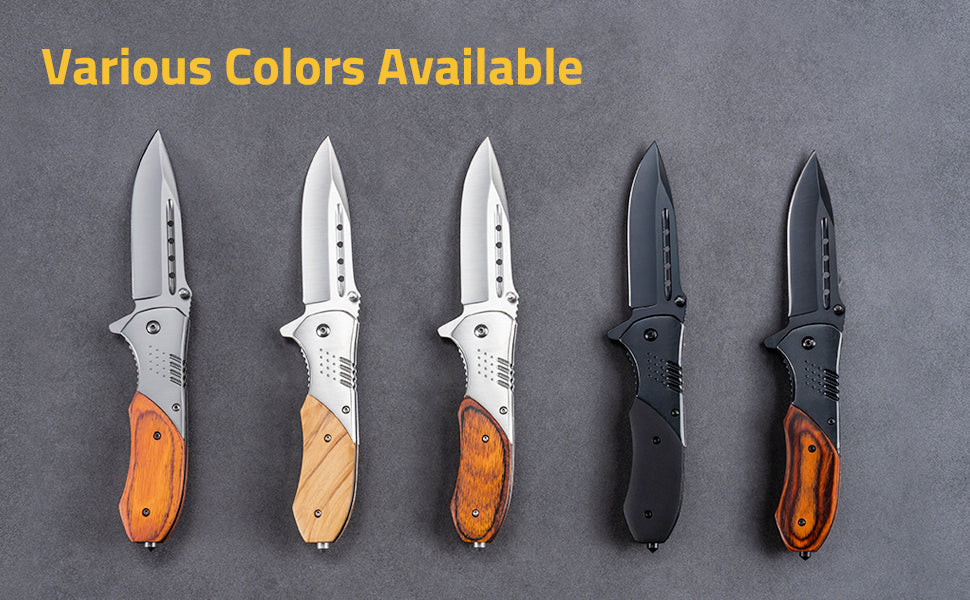 CVLIFE Pocket Knife - 3.46 Ultra Sharp Blade Wood Handle