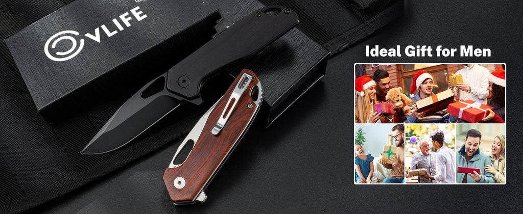 CVLIFE Pocket Knife - 3.46 Ultra Sharp Blade Wood Handle