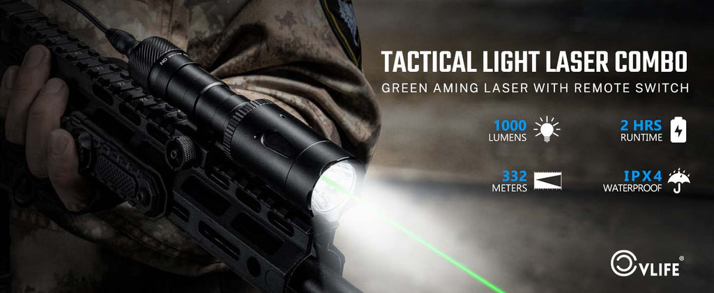 1000 Lumens Tactical Flashlight Laser Combo