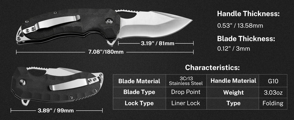 CVLIFE Pocket Knife for Men EDC Tactical Knife Description