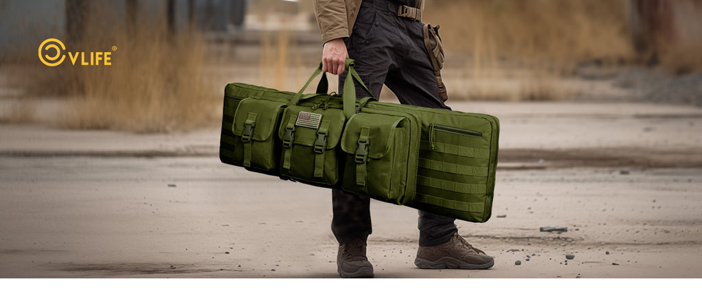 CVLIFE 42 Inches Double Soft Rifle Case Green Tactical Long Bag