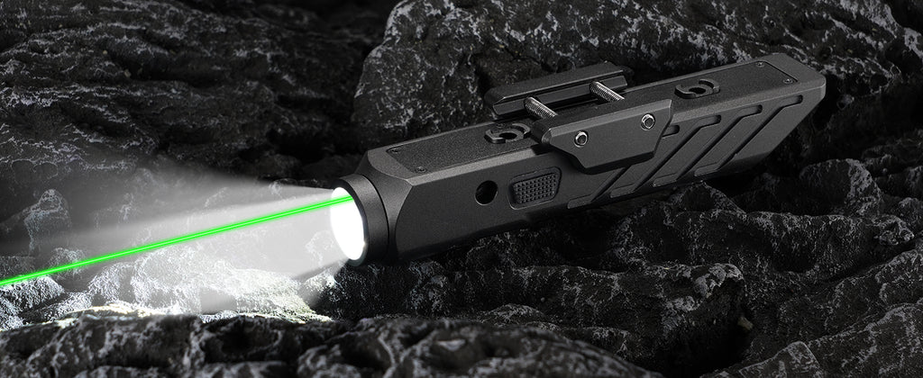 1700 Lumens Tactical Flashlight with Green Laser Beam