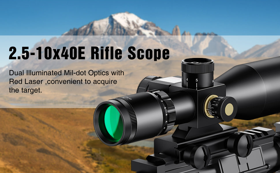 2.5-10x40 Red Green Illuminated Tactical Rifle Scope