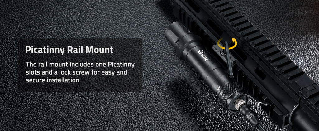 Tactical Flashlight Compatible with Picatinny Rail Mount