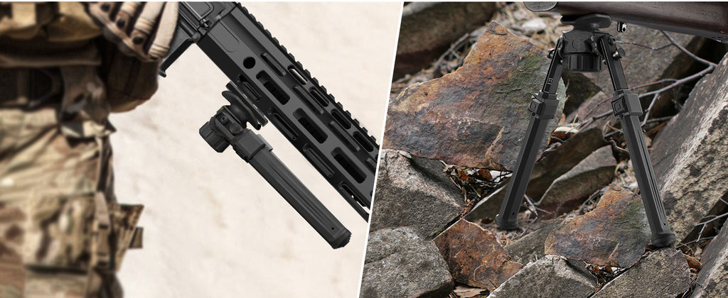 Foldable and adjustable hunting bipod for M-rail and Picatinny rail