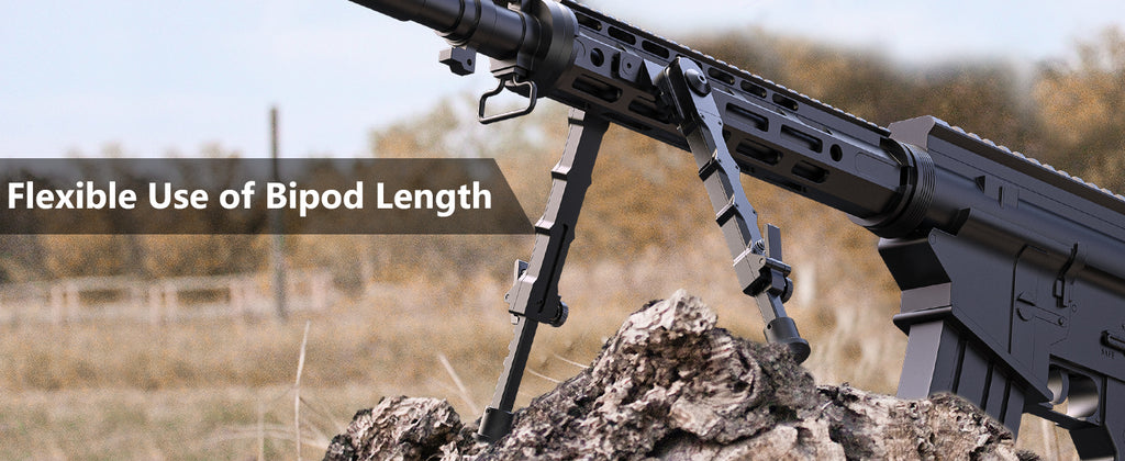 Flexible Use of Rifle Bipod with Adjustable Length