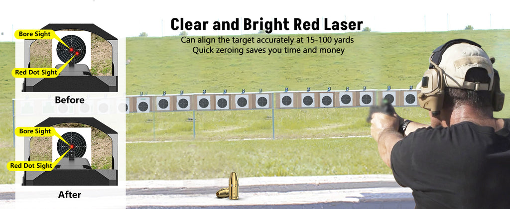 Clear and Bright Red Laser Boresighter for Pistols