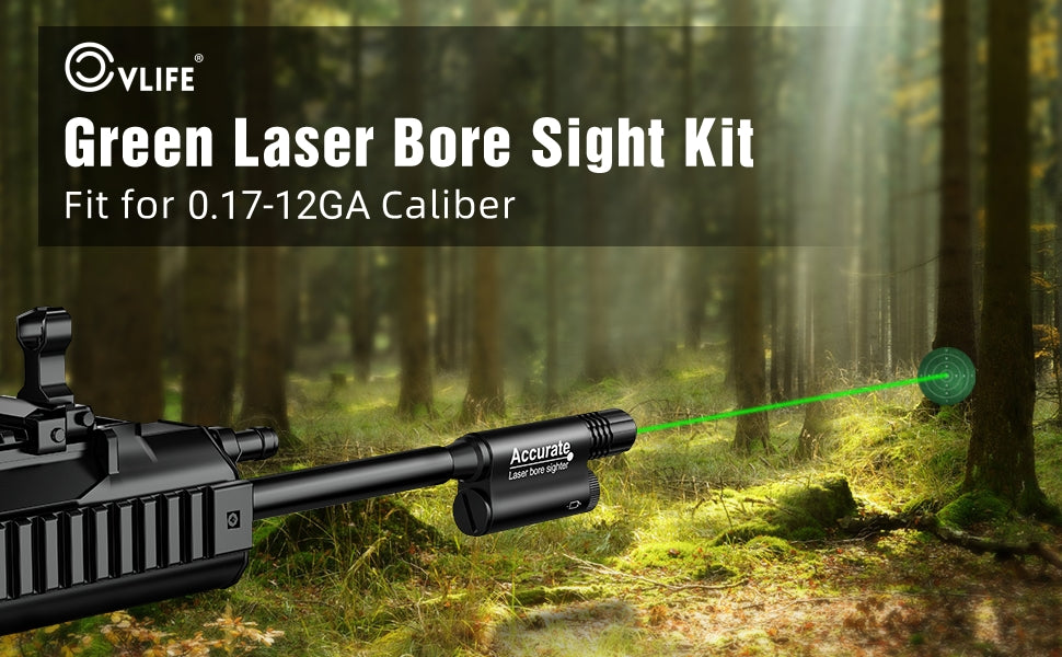 Green Laser Bore Sight Kit for 0.17-12GA Caliber