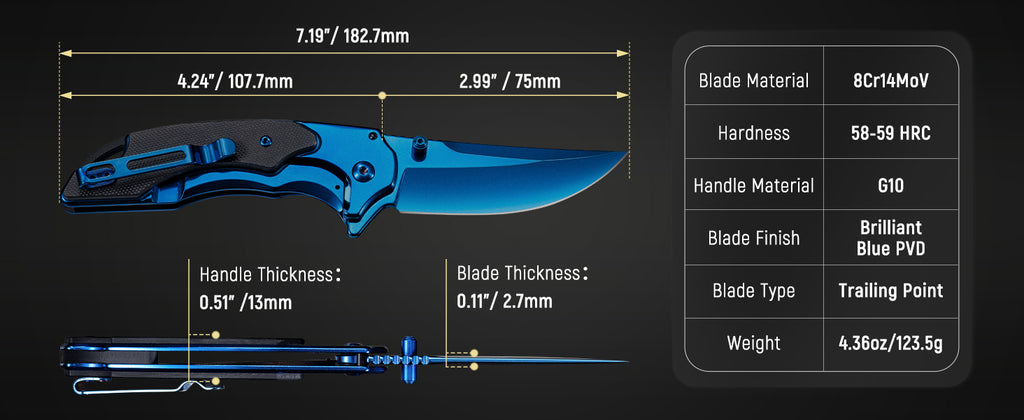 Multi-functional EDC Folding Pocket Knife Size and Specifications