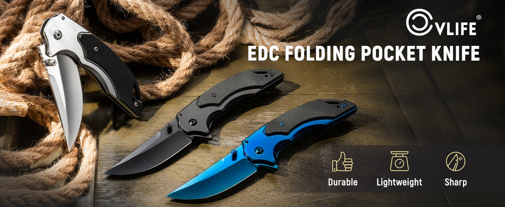 EDC Folding Pocket Knife with Clip for Men