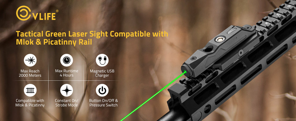 Green Laser Sight Compatible with M-Lok and Picatinny Rail