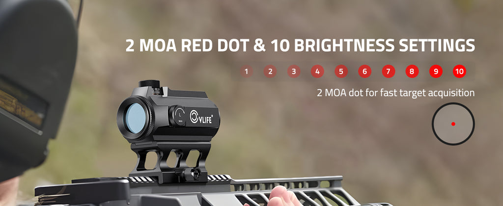 2 MOA Red Dot Sight with 10 Brightness Settings for Fast Target Acquisition