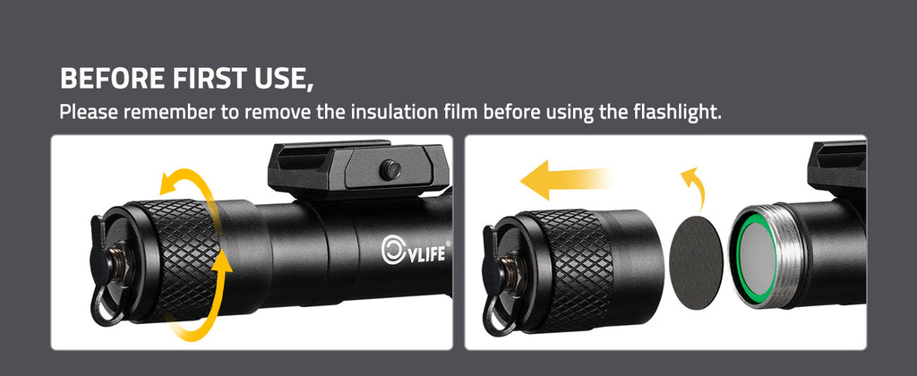 Please Remove the Insulation Film Before Using the Flashlight