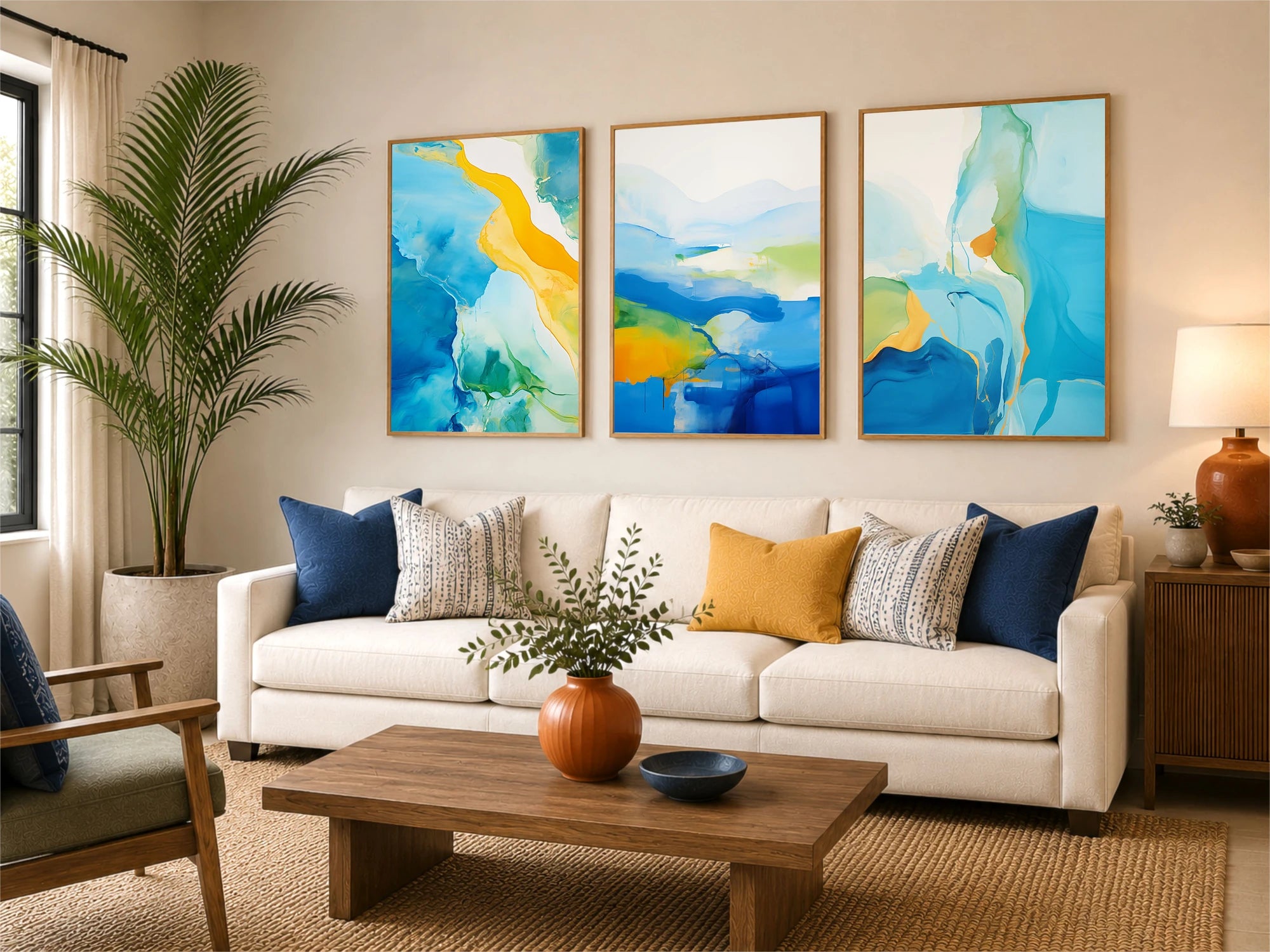 Modern Flowing Abstract Wall Art Set Size:8x12 An extra long wall art