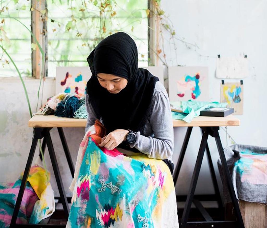 Artist Nadia Nizamudin in her studio in Kuala Lumpur