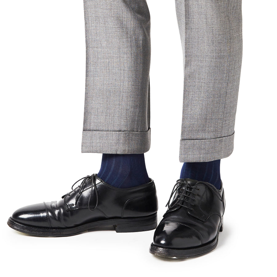 Men's Navy & Blue Two-Tone Ribbed Dress Socks | Votta Socks