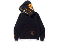 bape x undefeated double shark full zip hoodie black