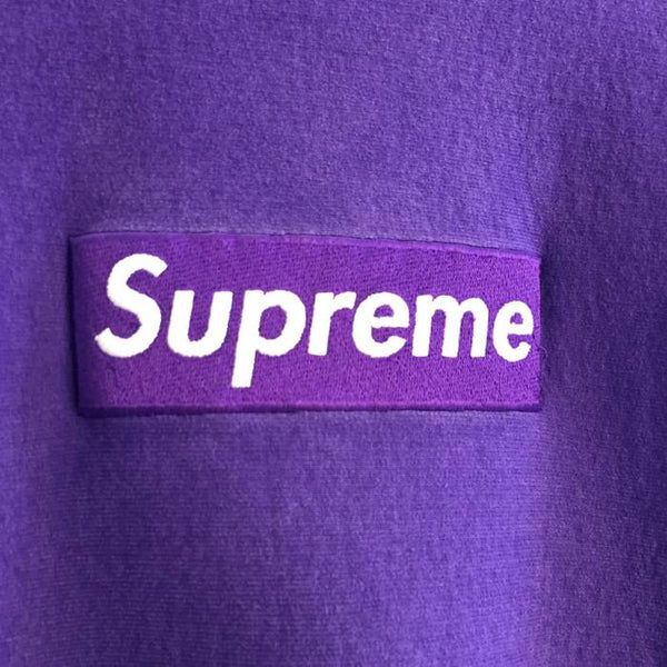 supreme purple box logo crewneck